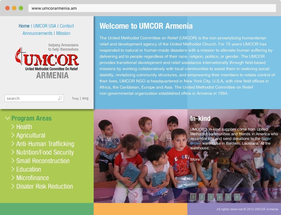 Agnian - UMCOR Foundation Front Page Screenshot